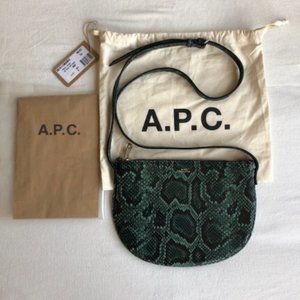 APC MAELYS BAG GREEN SNAKESKIN CALFSKIN